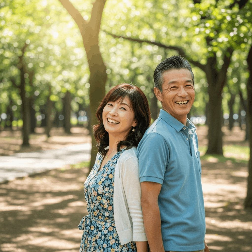 シニアカップルの温かい交流